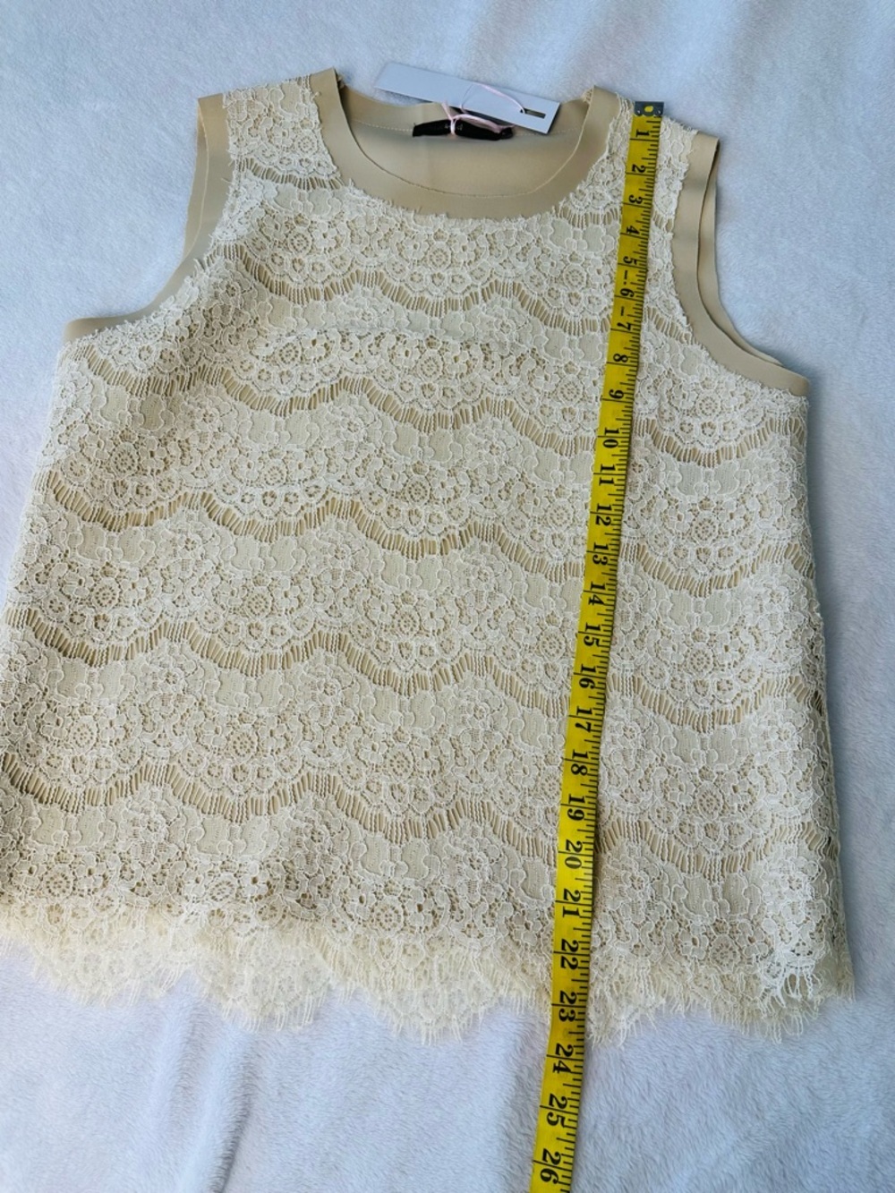 Hazelhaze Sleeveless Cream Lace Top Size Large - Picture 5 of 10